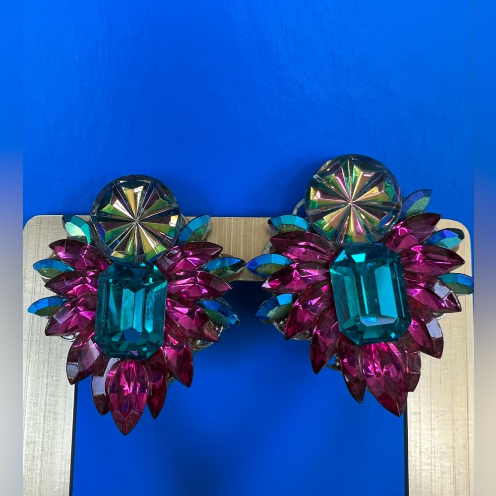 Michele Sugar 1980s large vintage clip earrings
